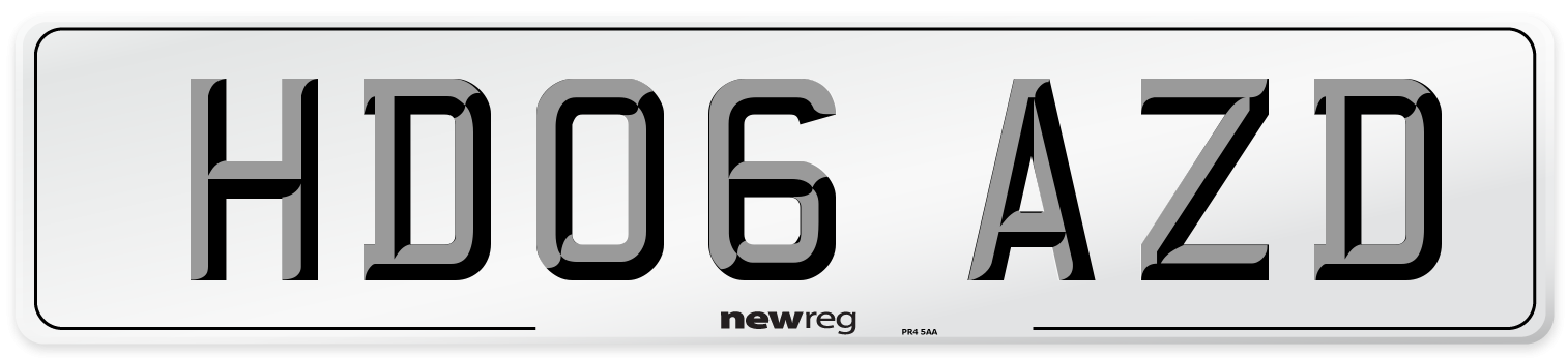 HD06 AZD Number Plate from New Reg